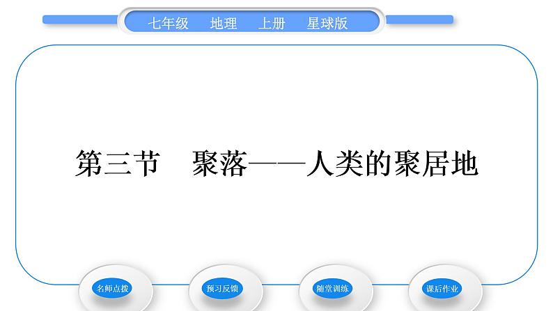 商务星球版七年级地理上第五章世界的居民第三节聚落——人类的聚居地习题课件01