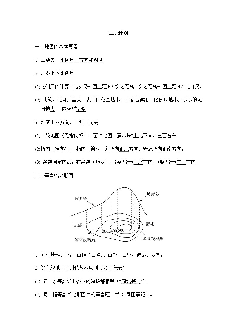 中考地理复习二地图课前背记知识点01