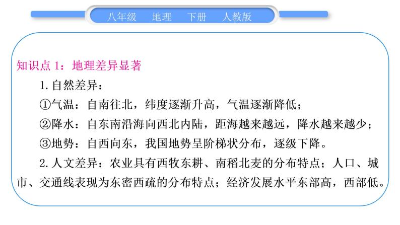 人教版八年级地理下期末抢分速记第5章 中国的地理差异习题课件02