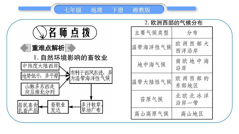 湘教版七年级地理下7章了解地区第4节欧洲西部习题课件02