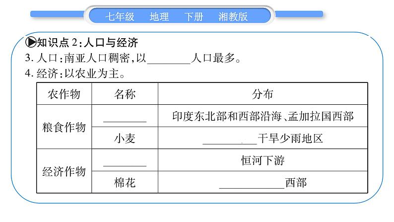 湘教版七年级地理下7章了解地区第2节南亚第2课时习题课件06