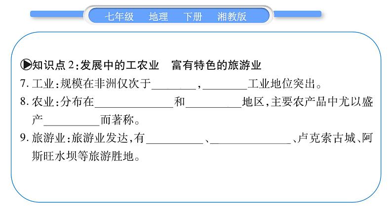 湘教版七年级地理下8章走近国家第2节埃及习题课件第8页