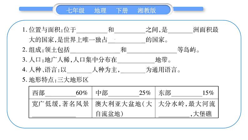 湘教版七年级地理下8章走近国家第7节澳大利亚习题课件07