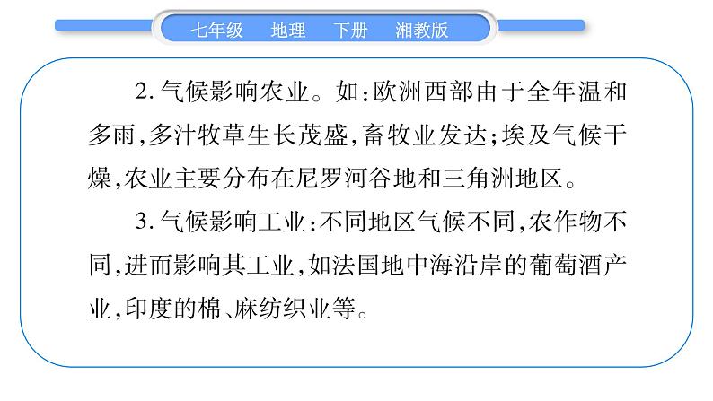 湘教版七年级地理下专题2气候及其影响习题课件07