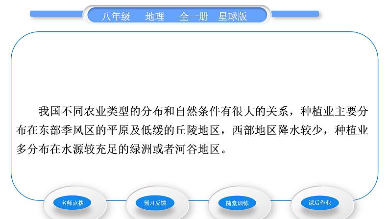 商务星球版八年级地理上第四章中国的经济与文化第一节因地制宜发展农业第1课时农业与我们农业的分布习题课件04