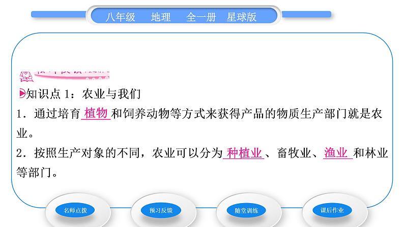 商务星球版八年级地理上第四章中国的经济与文化第一节因地制宜发展农业第1课时农业与我们农业的分布习题课件06