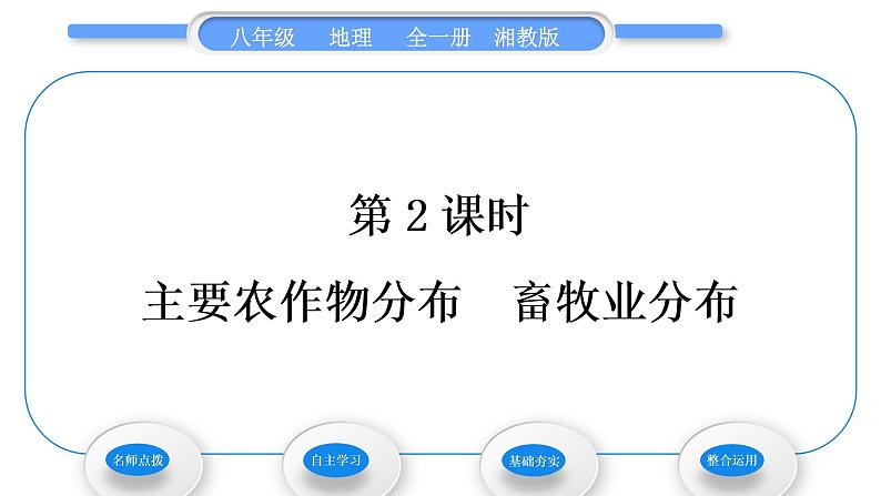 湘教版八年级地理上第四章中国的主要产业第一节农业第2课时主要农作物分布畜牧业分布习题课件第1页