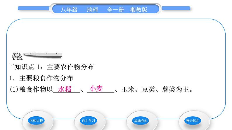湘教版八年级地理上第四章中国的主要产业第一节农业第2课时主要农作物分布畜牧业分布习题课件第7页