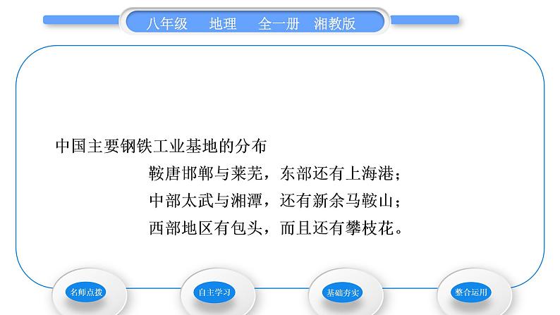 湘教版八年级地理上第四章中国的主要产业第二节工业第2课时钢铁工业、机械工业、纺织工业、高新技术产业习题课件05