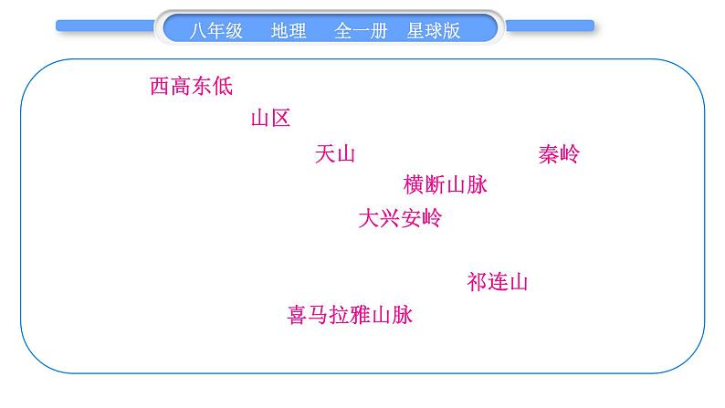 商务星球版八年级地理上第二章中国的自然环境第二章知识网络习题课件02