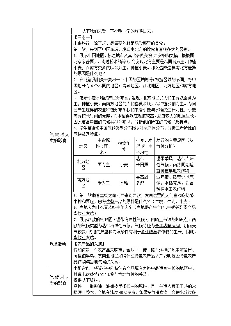 中图版八年级上册 地理 《气候与人类活动》教学设计第2页