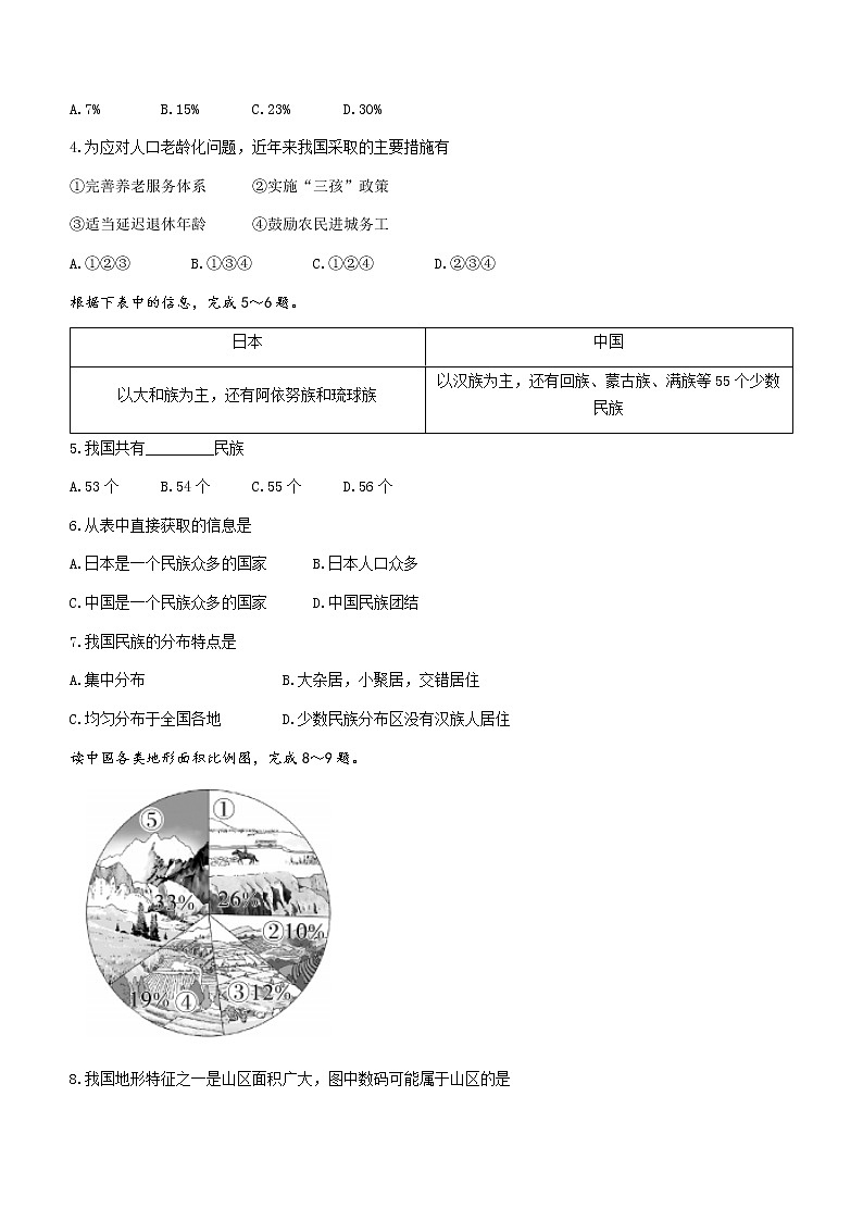陕西省咸阳市武功县2022-2023学年八年级上学期期中地理试题(含答案)02