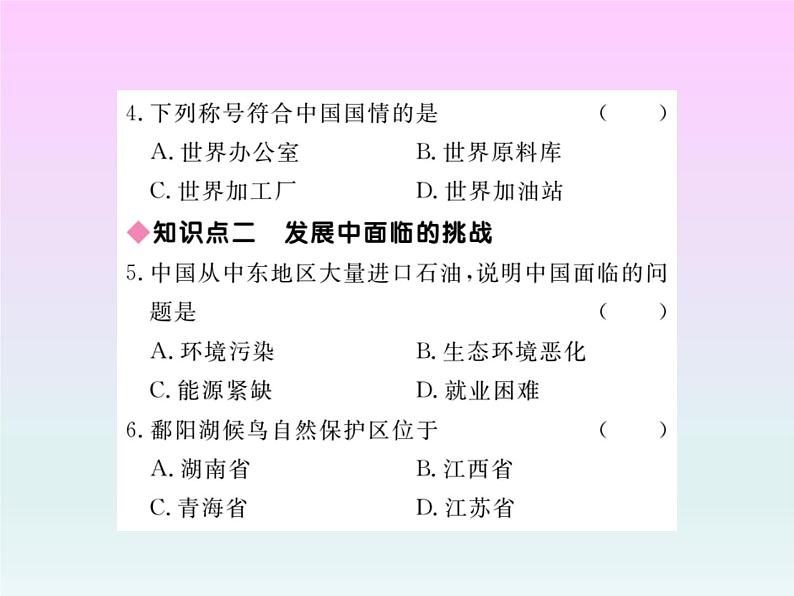 初中地理8下第十章 中国在世界中习题课件第7页