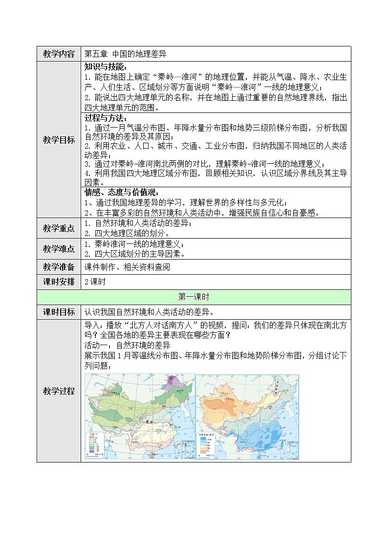 5《中国的地理差异》课件PPT（图片版）+教案+同步训练+导学案01