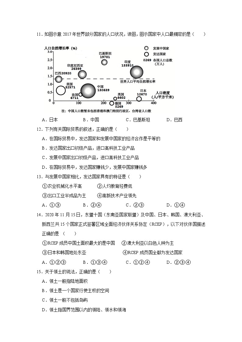 第五章发展与合作同单元测试卷（原题卷）第2页
