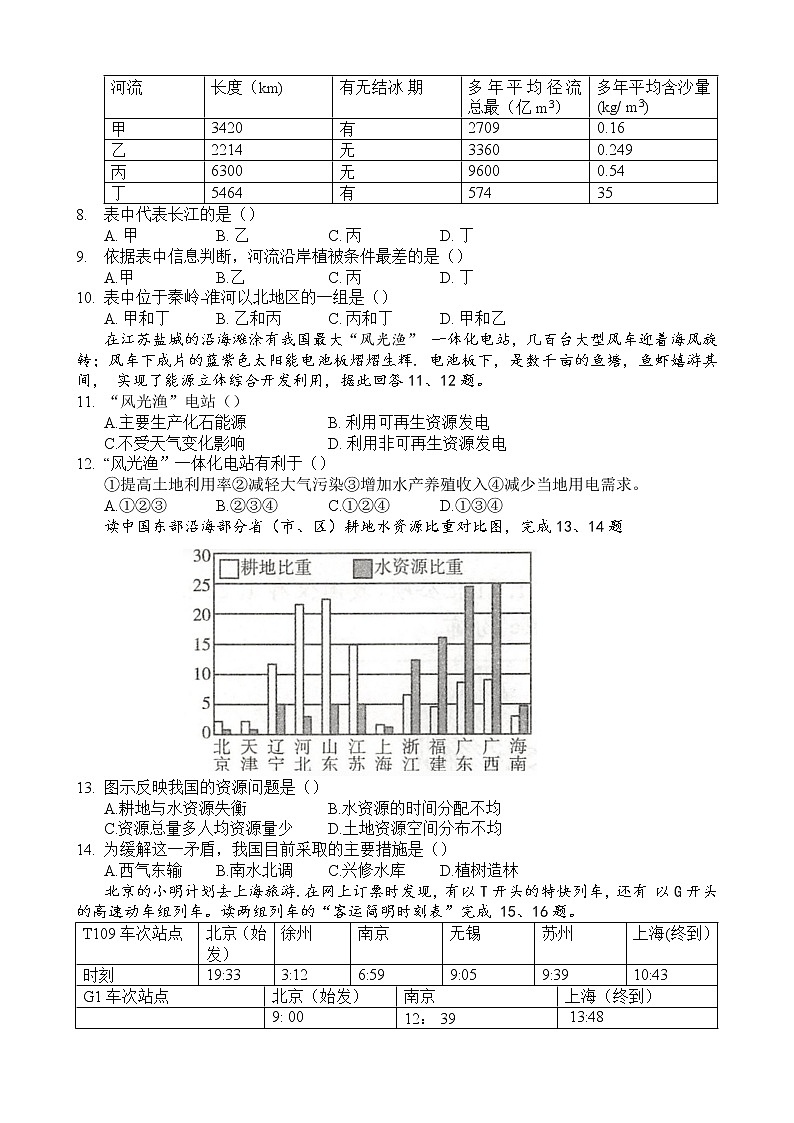 河南省洛阳市洛宁县2022-2023学年八年级上学期期中地理试卷(含答案)第2页