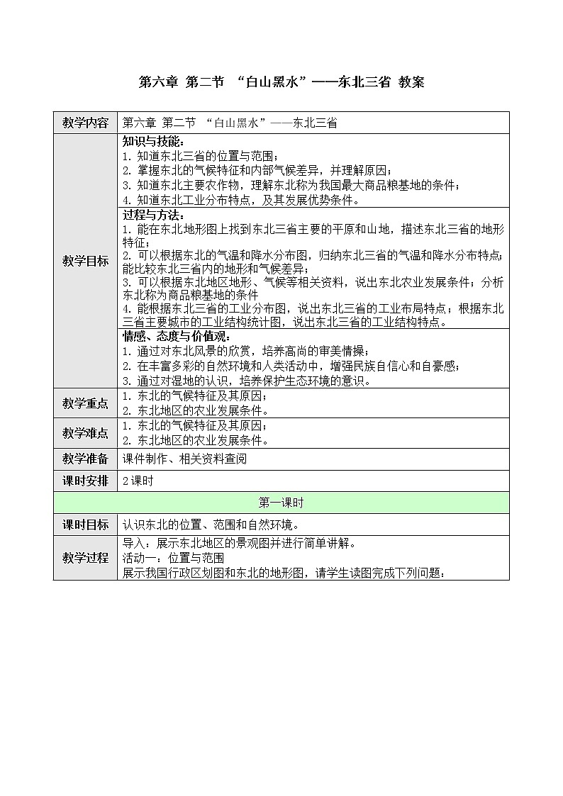 6.2 东北三省 课件+教案+学案+同步训练（含解析）人教版八年级地理下册01