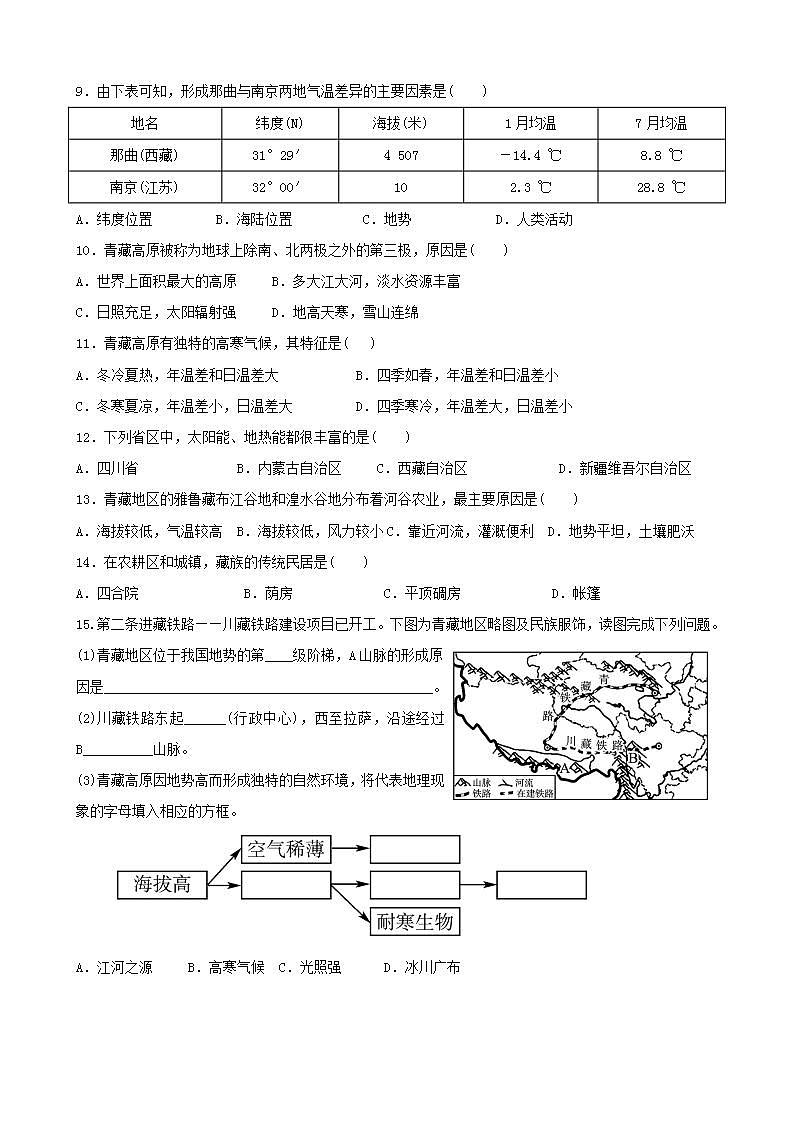 9.1 自然特征与农业 同步训练（含解析）人教版八年级地理下册第2页
