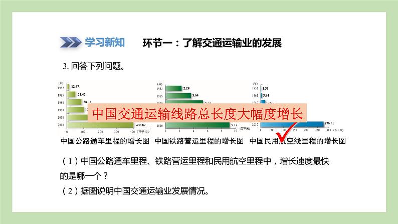 4.3.1 交通运输业的发展 交通运输方式的特点及选择 课件 湘教版地理八年级上册06