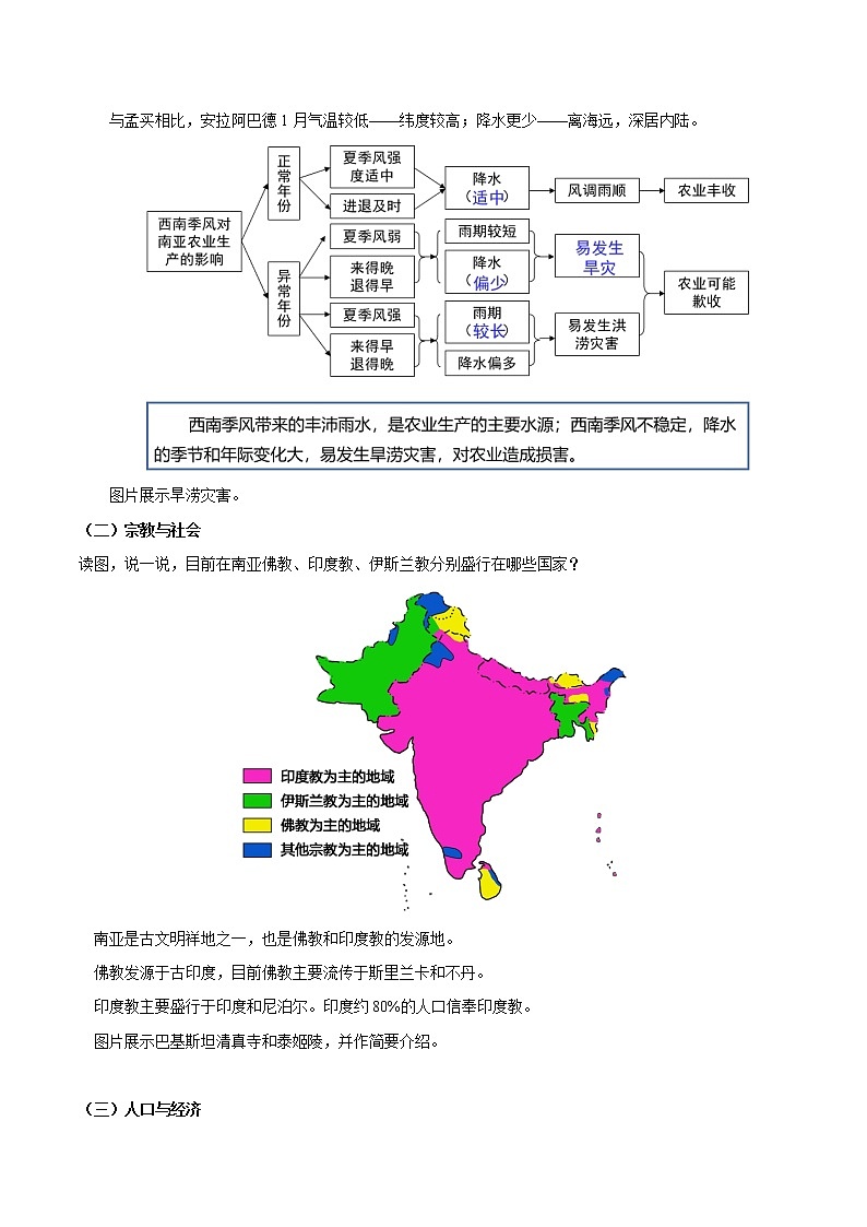 湘教版地理七年级下册 7.2.2 南亚 教案第3页