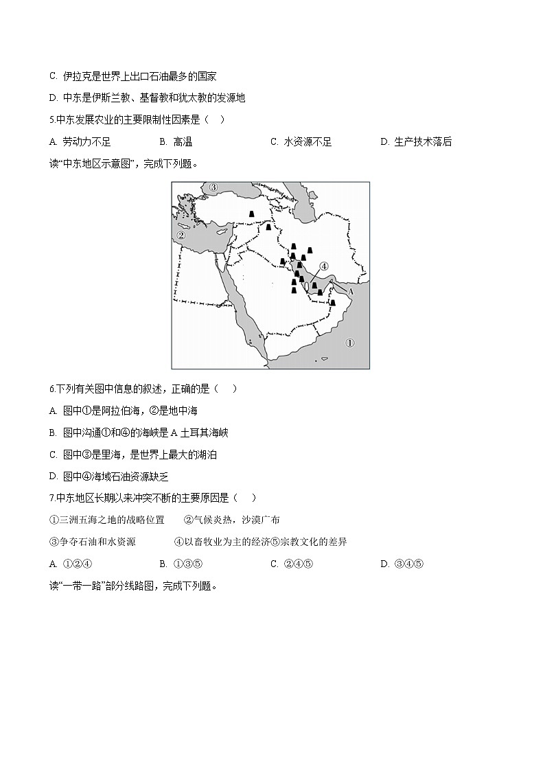 中图版地理八年级下册 6.2中东 课件+同步练习02