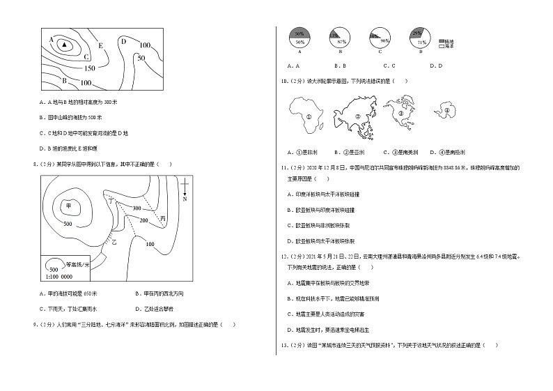 2022-2023学年2022-2023学年六年级（上）期末地理试卷（五四学制）第2页