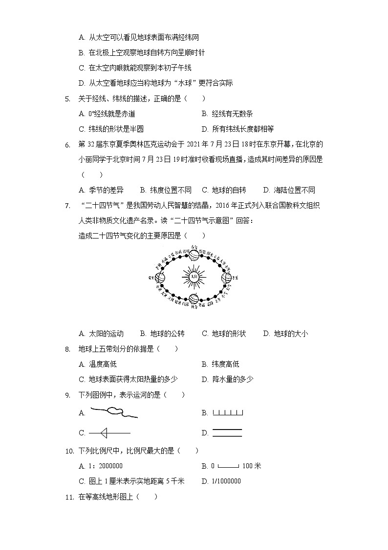 云南省红河州个旧市2021-2022学年七年级上学期期末地理试卷(含答案)第2页