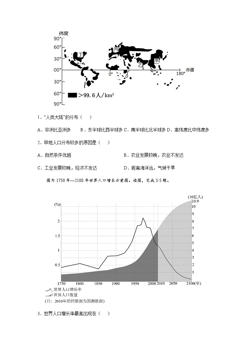 必刷题11 人口分布与人口问题-【高频考点必刷题】七年级地理上学期高频考点高分必刷题02