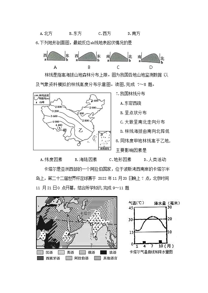 辽宁省丹东市东港市2022-2023学年七年级上学期期末教学质量监测地理试题02