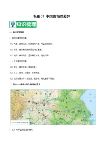 专题01 中国的地理差异 【知识梳理】-八年级地理下学期期末专项复习（人教版）