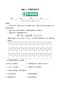 专题14 中国在世界中【专项训练】-八年级地理下学期期末专项复习（人教版）