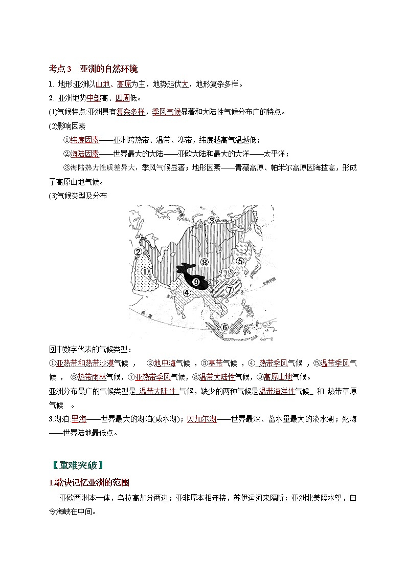 考点06 我们生活的大洲——亚洲-2023年中考（会考）地理考点总动员 试卷02
