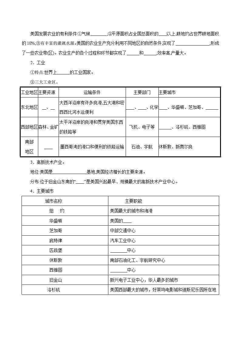 考点15 美国-2023年中考（会考）地理考点总动员 试卷02