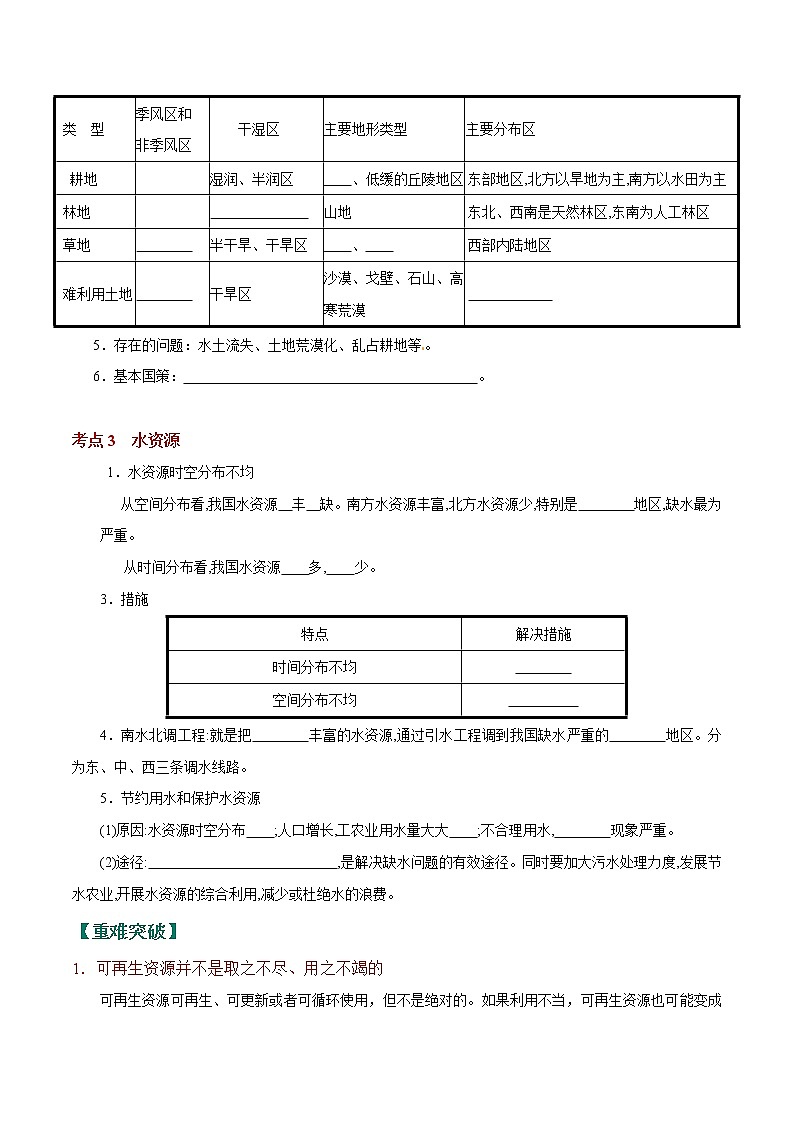 考点23 中国的自然资源-2023年中考（会考）地理考点总动员（原卷版）第2页