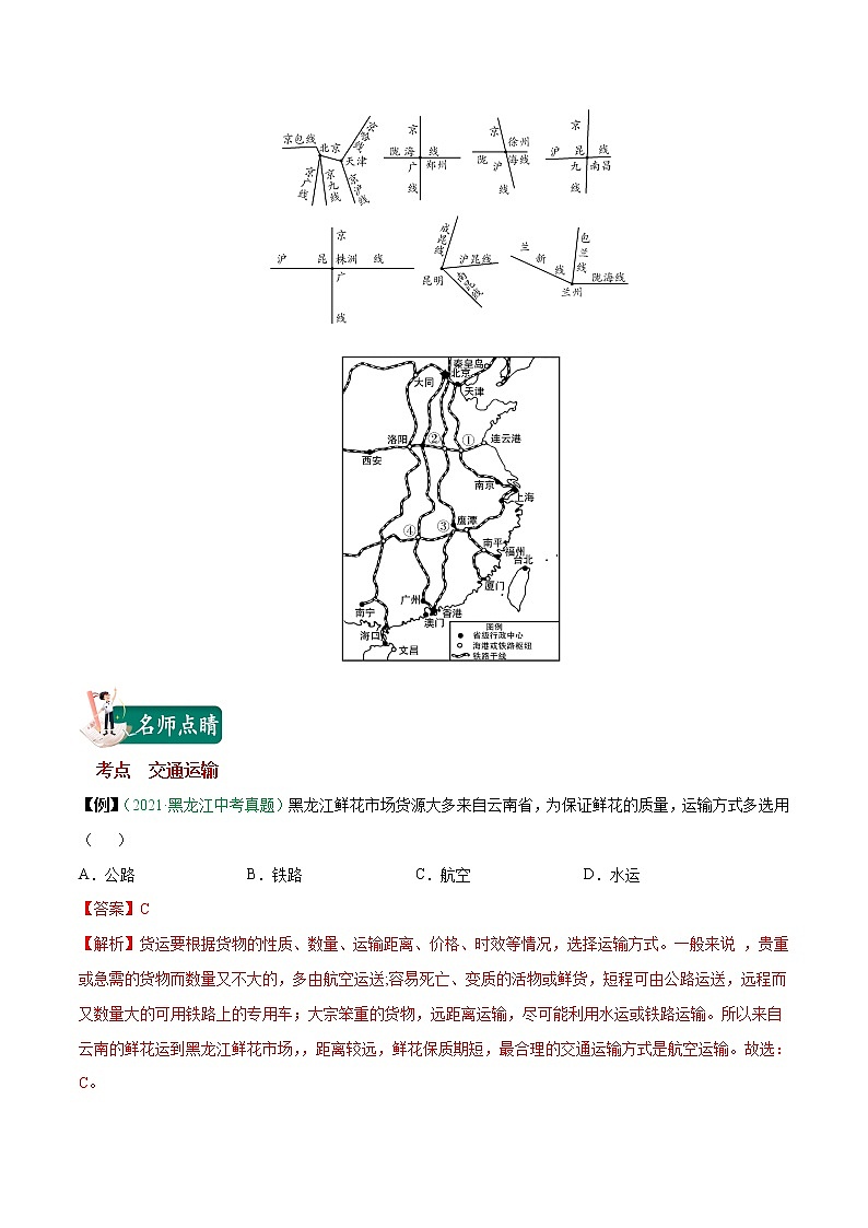 考点24 中国的交通运输-2023年中考（会考）地理考点总动员 试卷03