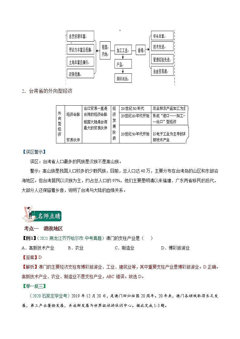 考点31 香港、澳门和台湾-2023年中考（会考）地理考点总动员（解析版）第3页