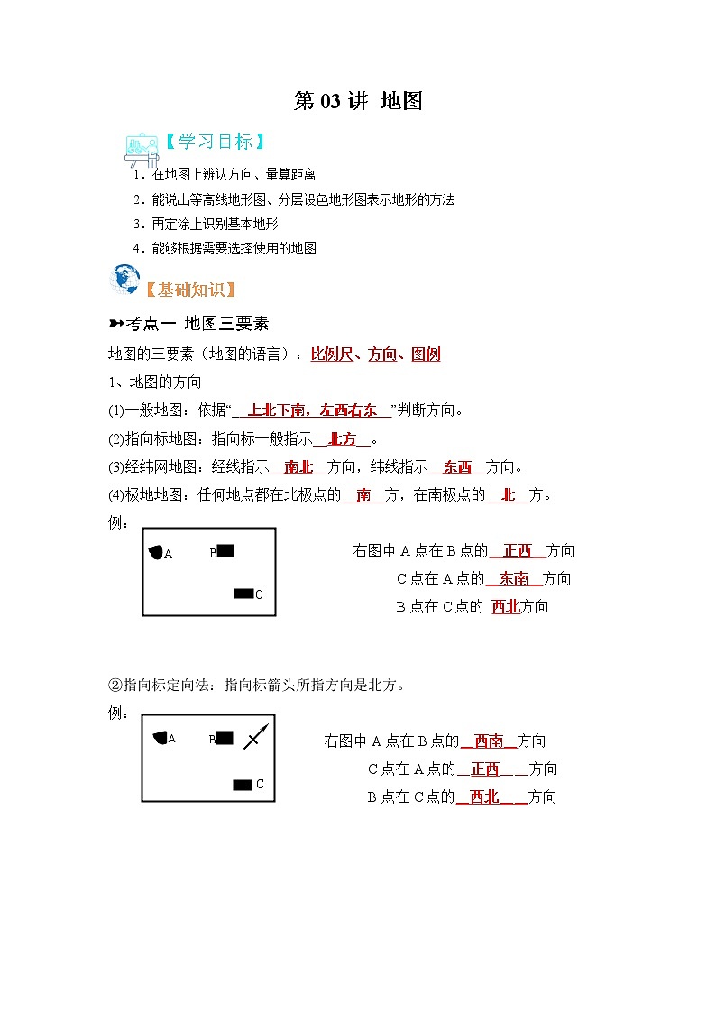 【寒假自学】2023年人教版地理七年级-第03讲《地图》寒假精品讲学案（含解析）01