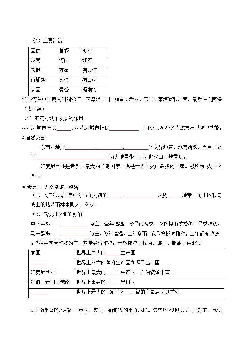 【寒假自学】2023年人教版地理七年级-第08讲《东南亚》寒假精品讲学案（原卷版）第2页