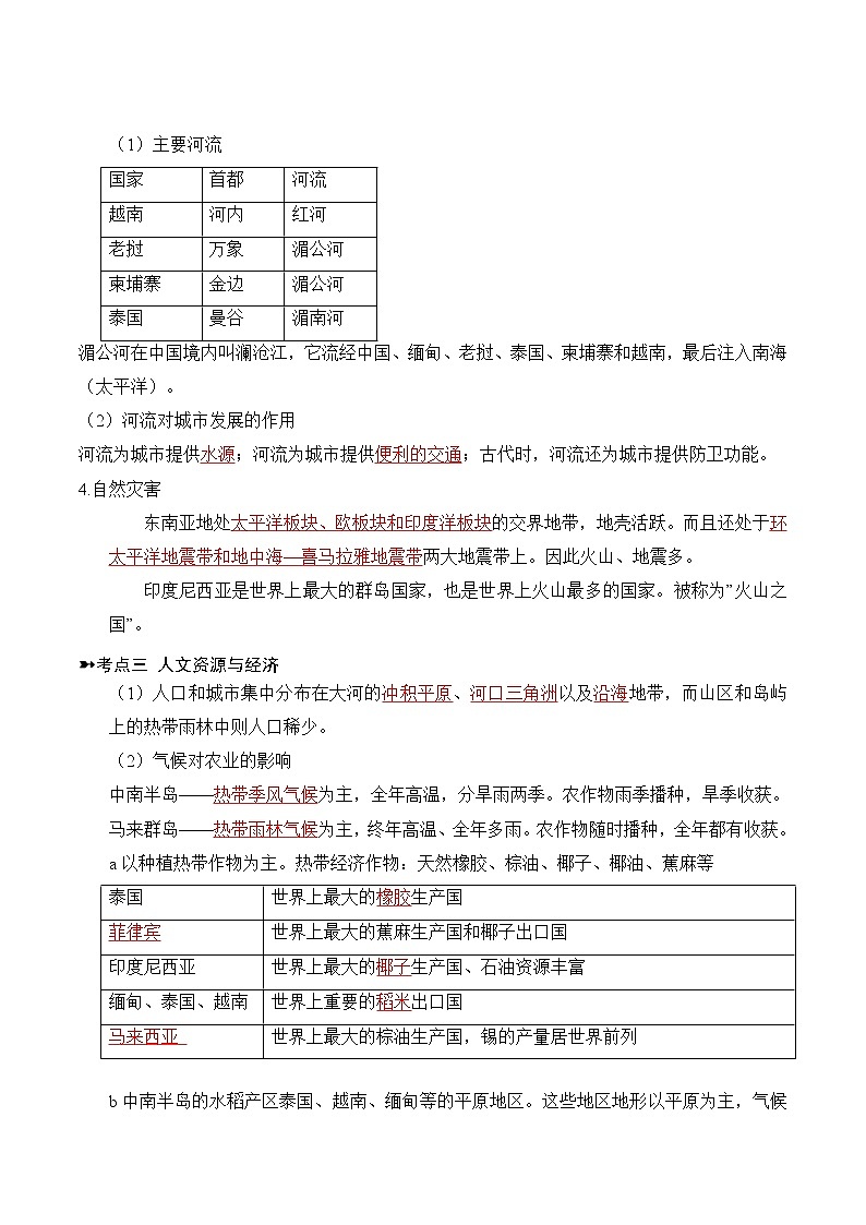 【寒假自学】2023年人教版地理七年级-第08讲《东南亚》寒假精品讲学案（解析版）第2页
