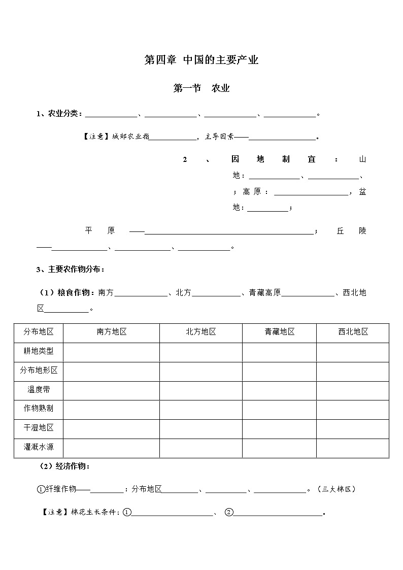 4.1农业（达标训练）-八年级上册同步备课系列（湘教版）01