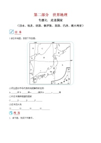 专题07 走进国家（日本、埃及、法国、俄罗斯、美国、巴西、澳大利亚）-【口袋书】中考地理考前地图填充图册（通用版）