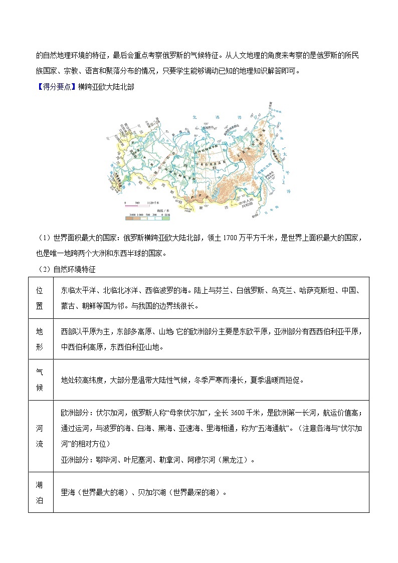 专题11 俄罗斯-备战2023年中考地理母题题源解密（全国通用）（解析版）第2页