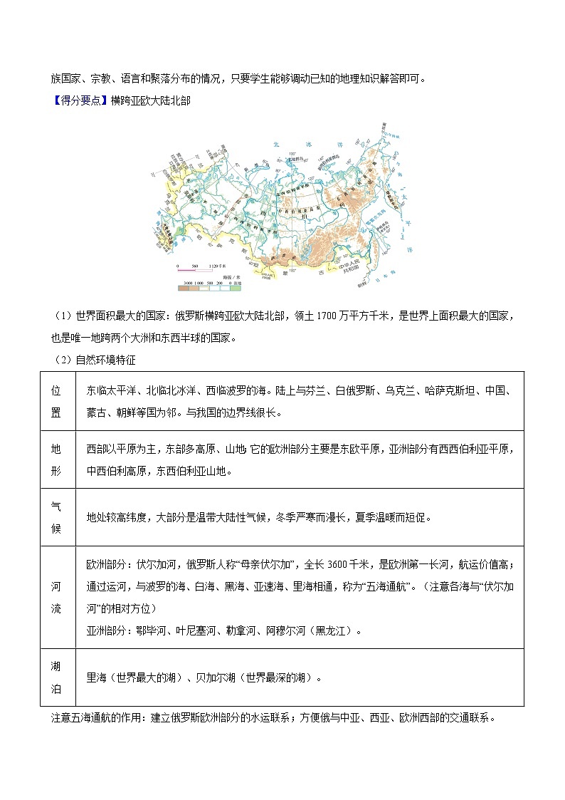 专题11 俄罗斯-备战2023年中考地理母题题源解密（全国通用）（原卷版）第2页