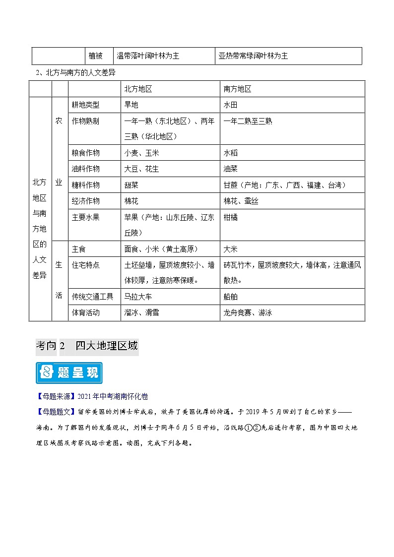 专题31 中国四大地理区域划分-备战2023年中考地理母题题源解密（全国通用）（解析版）第3页