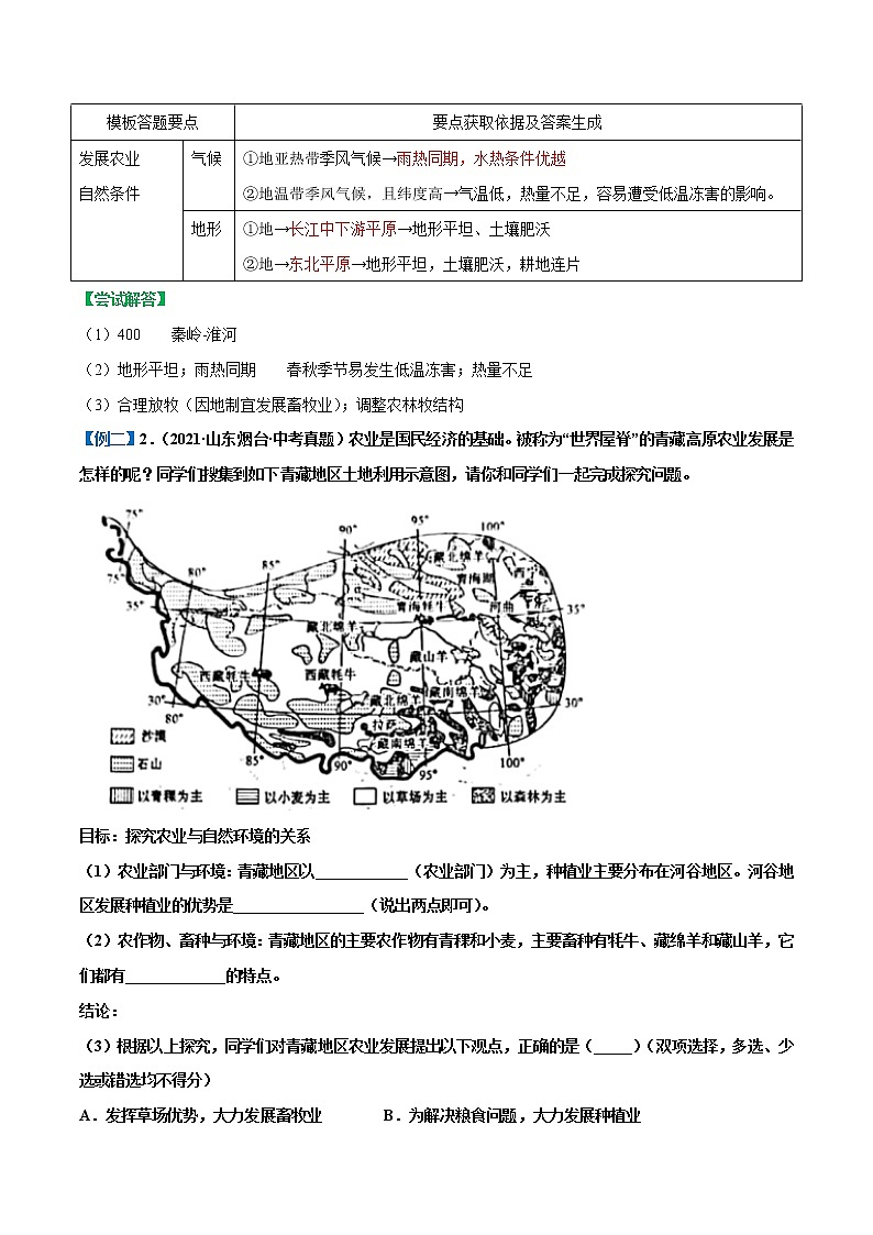 答题模板5  农业发展条件分析与评价类-备战2023年中考地理综合题答题模板及解答指导03