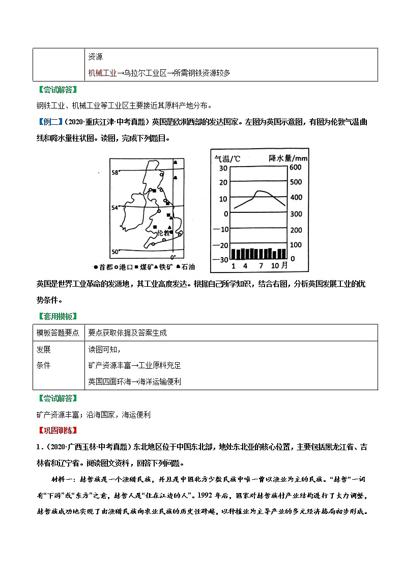 答题模板6  工业发展条件分析与评价类-备战2023年中考地理综合题答题模板及解答指导03