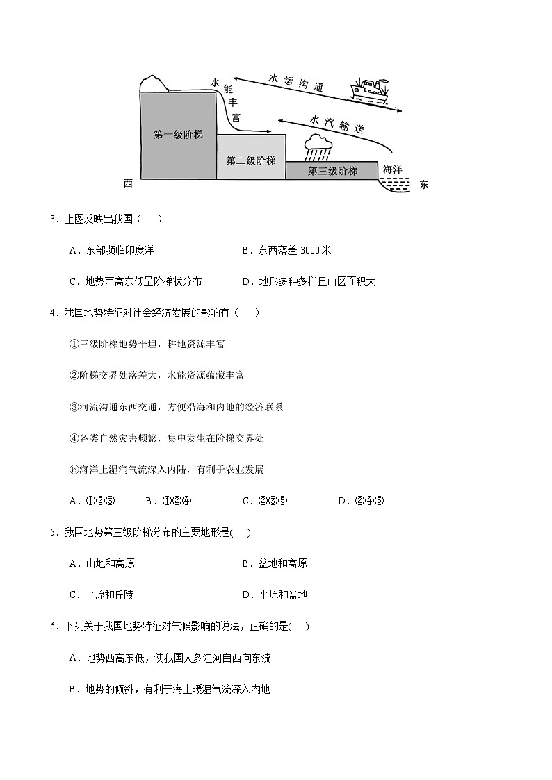 2.1 地形地势特征-八年级地理上册课后培优练（商务星球版）02