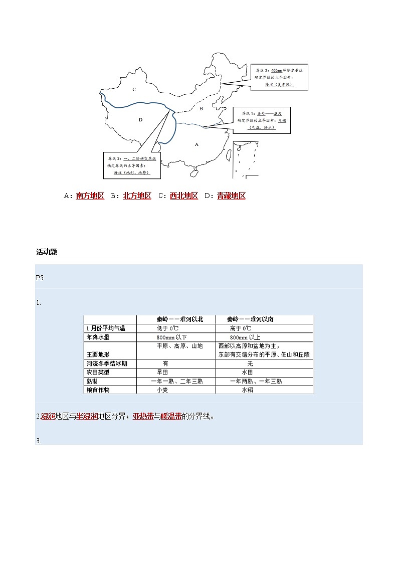 第五章 中国的地理差异-【考点聚焦】初中地理必备知识大串讲（人教版）02