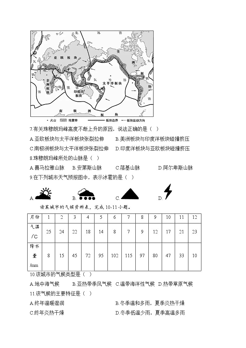 新人教版七年级下学期地理开学测试 A卷03
