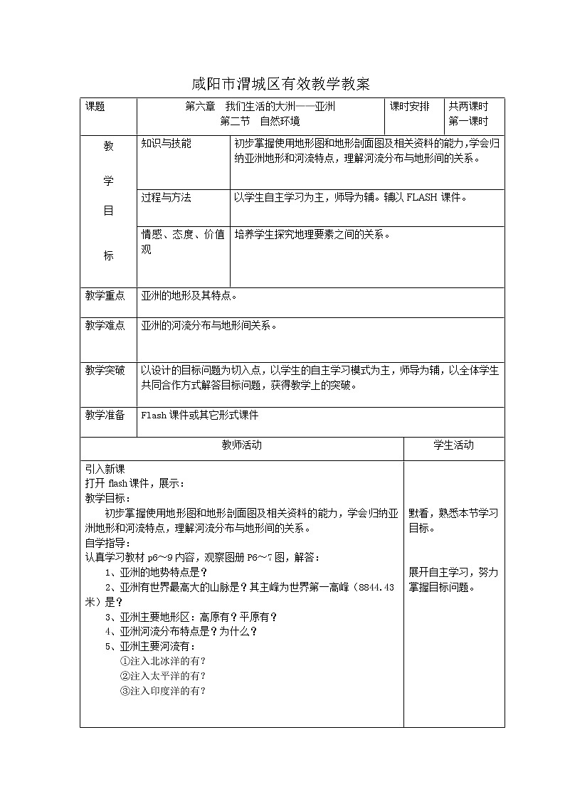 2.第六章第二节自然环境（第一课时） 教案01